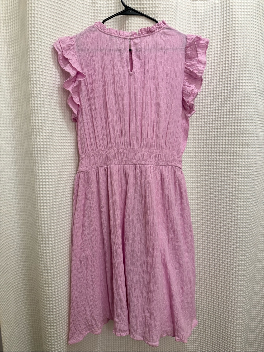 J Crew Light Pink Ruffle-Sleeve Waffle Texture Dress - XL - Picture 5 of 6